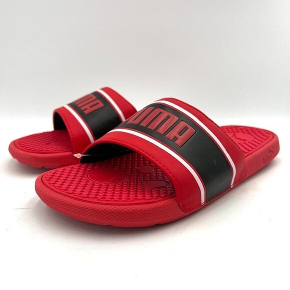 PUMA Unisex Cool Cat Slide Sandal High Risk Red Black White Size 4 - Picture 3 of 11